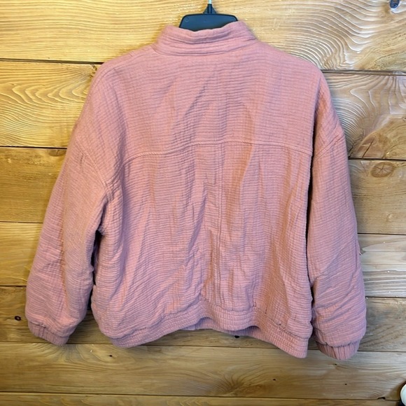 Universal Thread Quilted Bomber Jacket Pink Cotton Blend Lg Textured Casual Snap - Picture 7 of 8